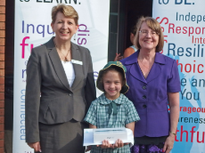 Abbey Flanagan receives her award from Principal Sue Veling and Director of System Performance (Penrith-Mountains) Christine Howe Abbey Flanagan receives her award from Principal Sue Veling and Director of System Performance (Penrith-Mountains) Christine Howe
